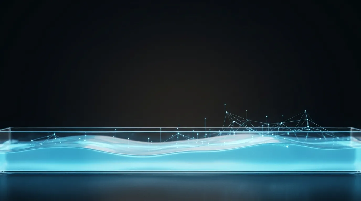 Flowing sky-blue liquid forming a network of light, Ciphers Lab