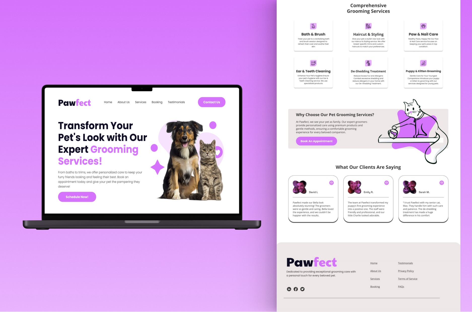 Pawfect — interface screens