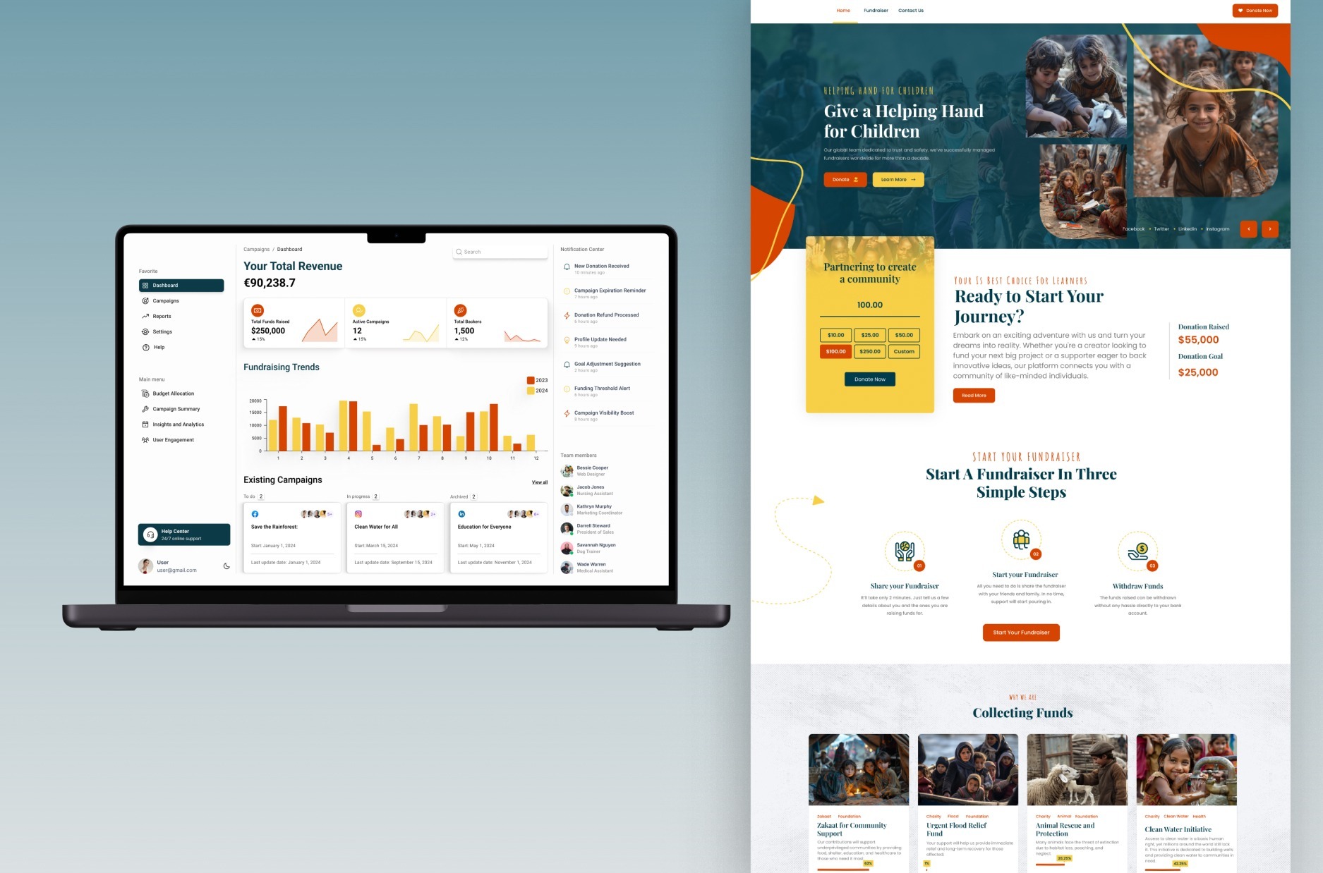 Fund Wave — interface screens