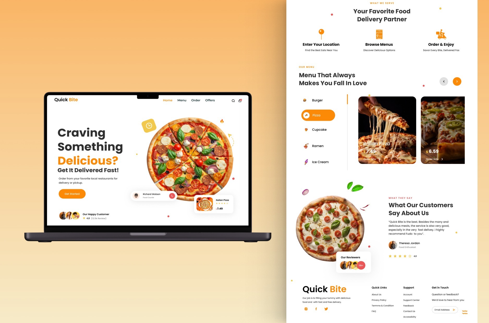 QuickBite — interface screens