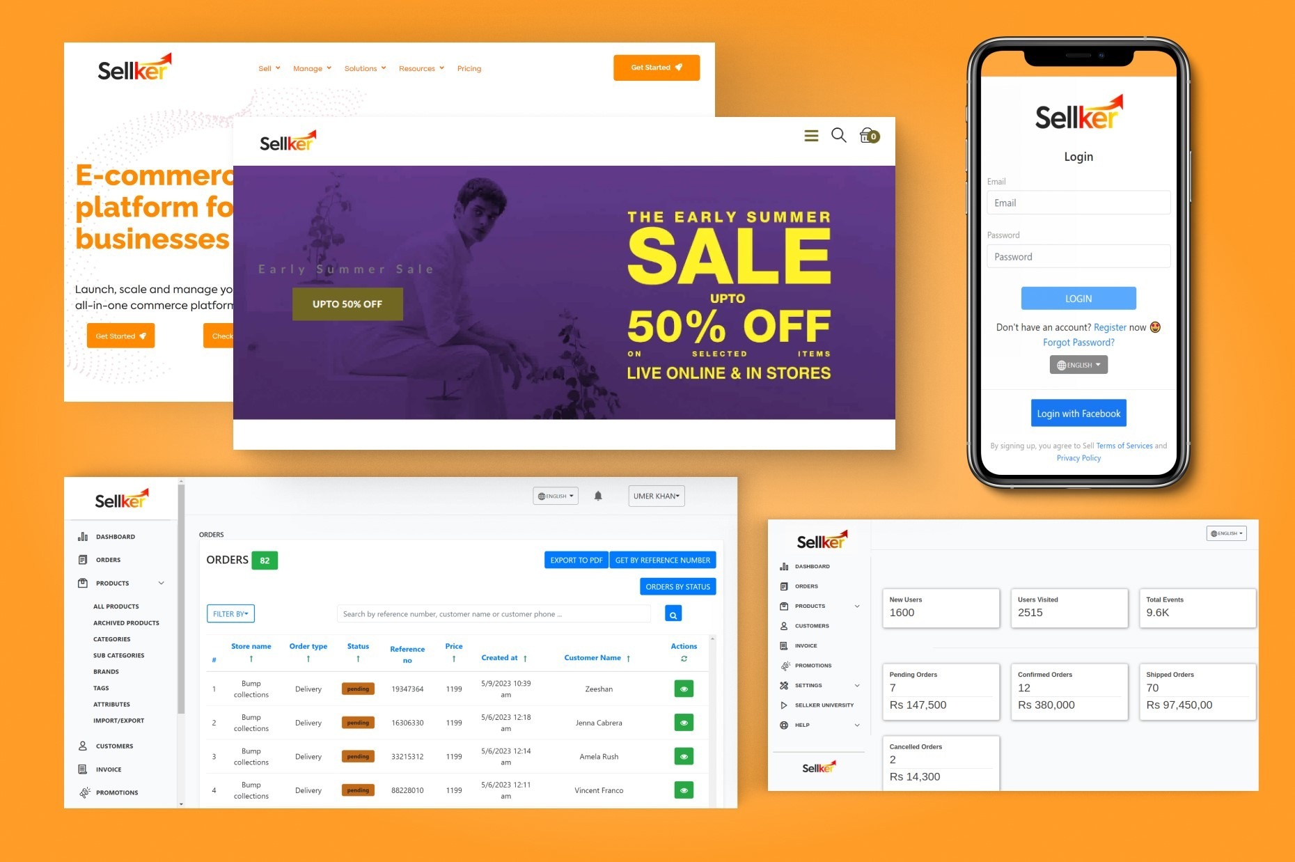 SellKer — interface screens