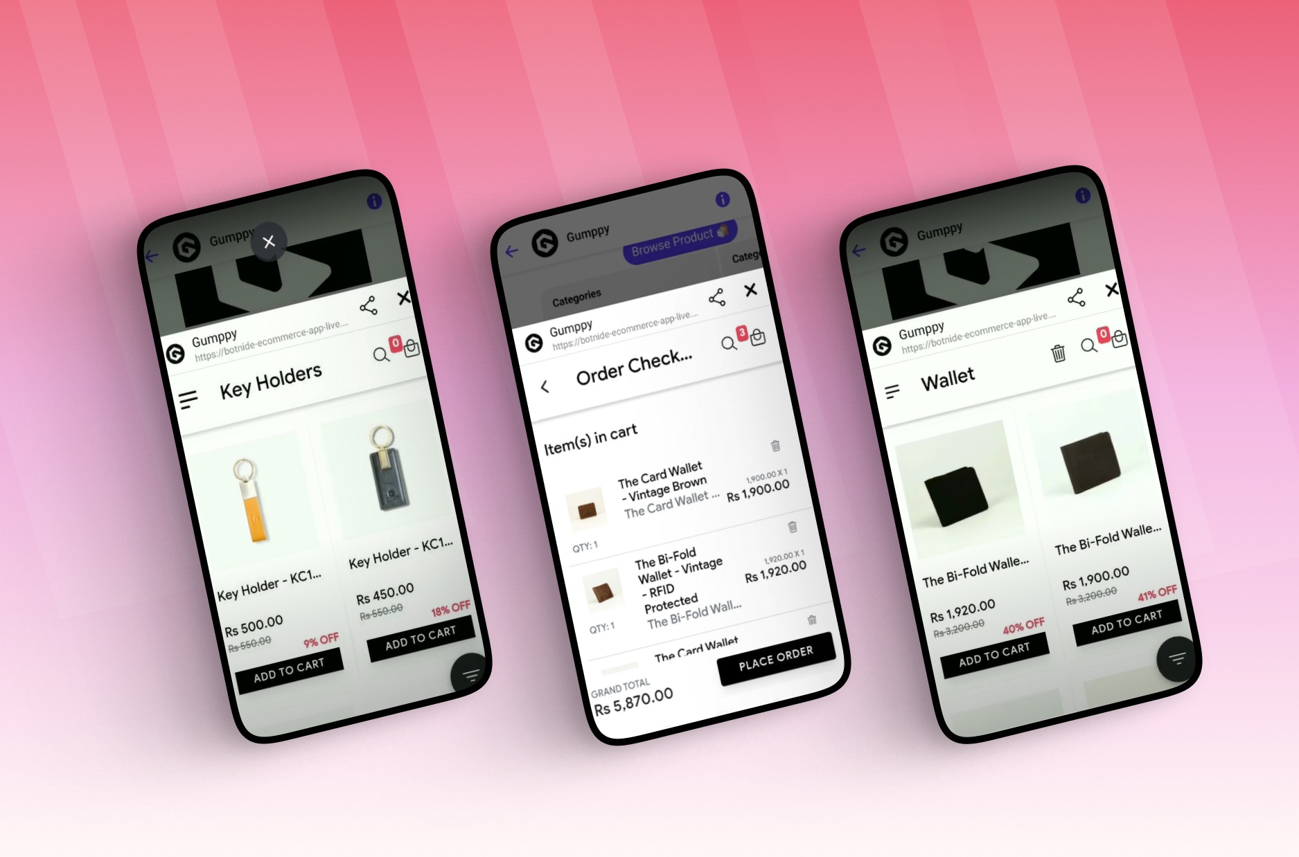 Botnide — interface screens
