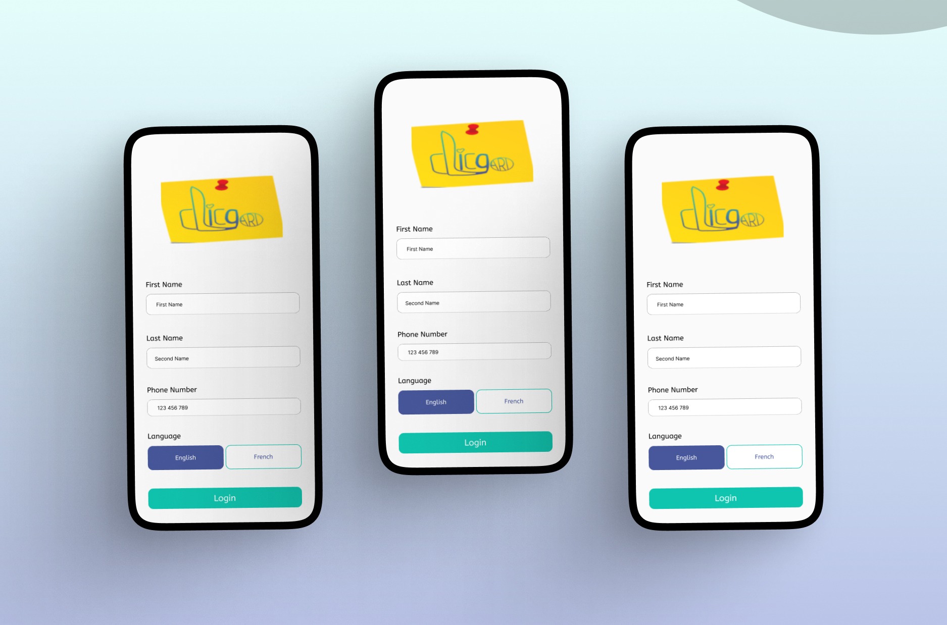 Clicgard — interface screens