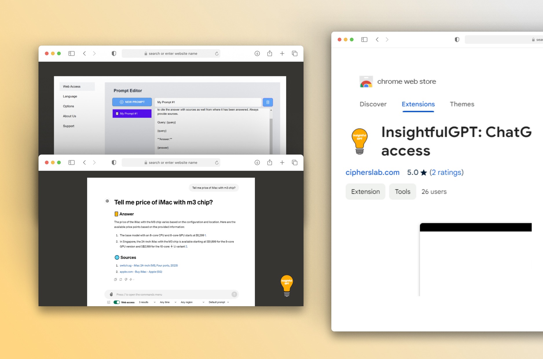 InsightfulGPT — interface screens