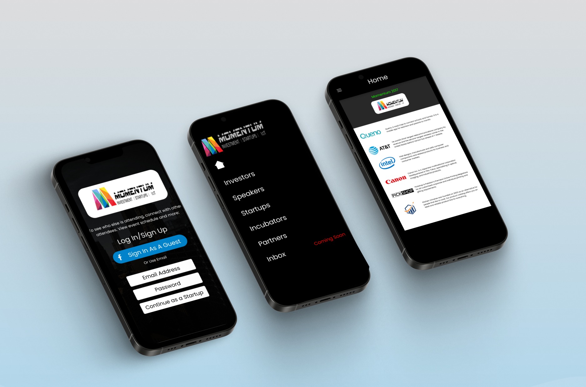 Momentum — interface screens