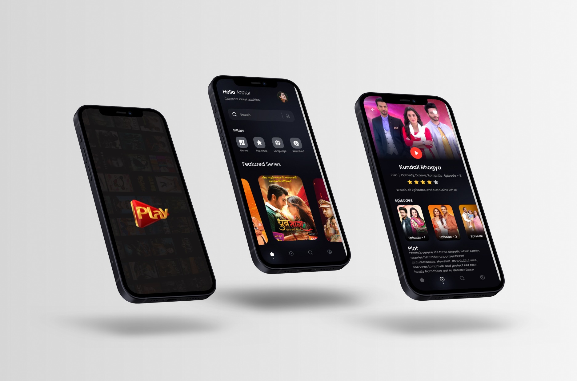 Play TV — interface screens
