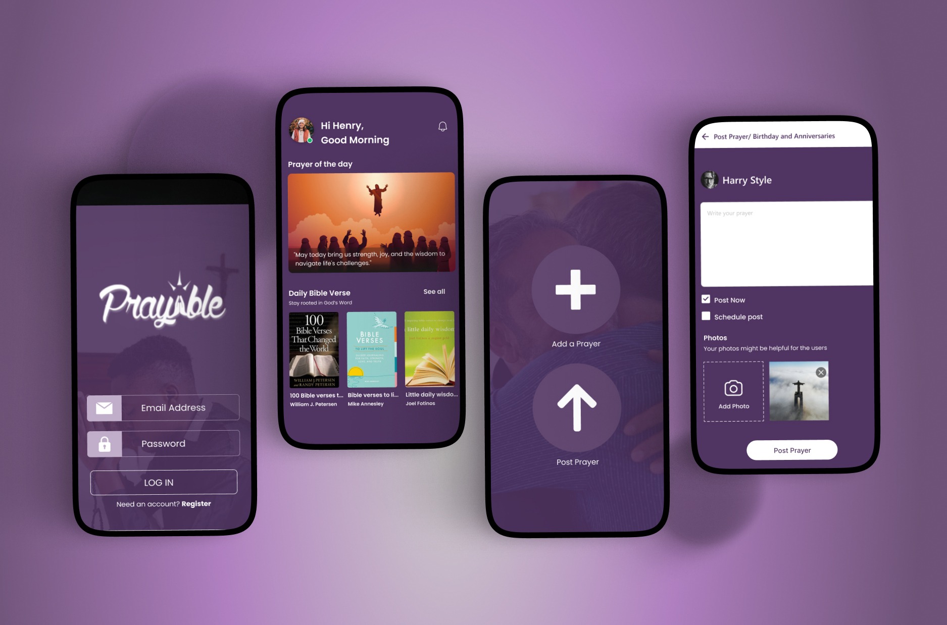 Prayable — interface screens