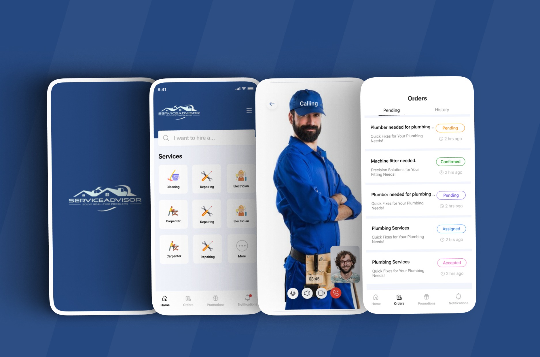 Service Advisor — interface screens