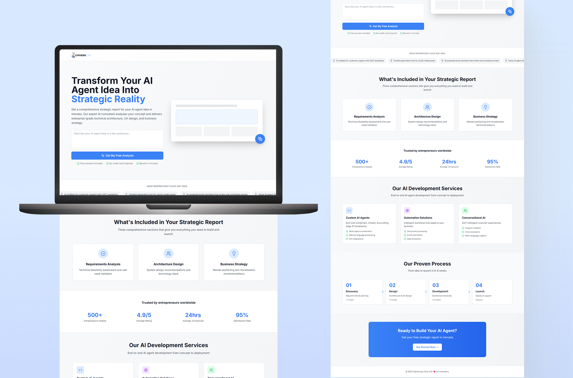 AI Agent Consultant — interface screens